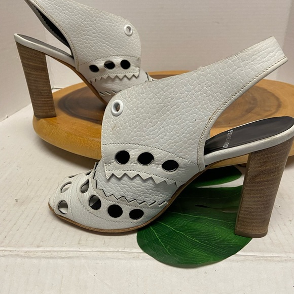 Pierre Hardy Cut Out Stenciled Peep Toe Leather Heels - Picture 4 of 10